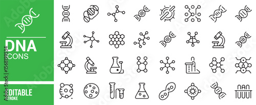 Vector DNA Icons for Scientific Research and Laboratory Illustrations