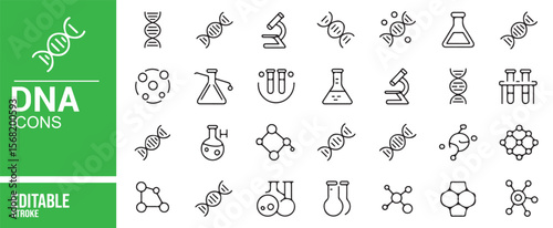 Editable DNA and Science Icons for Genetic Research and Laboratory Projects