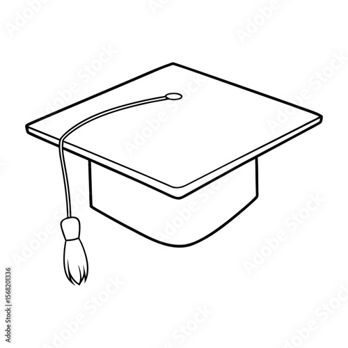 A clean line drawing of a graduation cap rests against a transparent backdrop