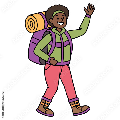 Outdoor Adventurer Waving
