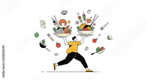 Healthy Food Choices Balanced Meal Nutrition Lifestyle Concept Illustration Art