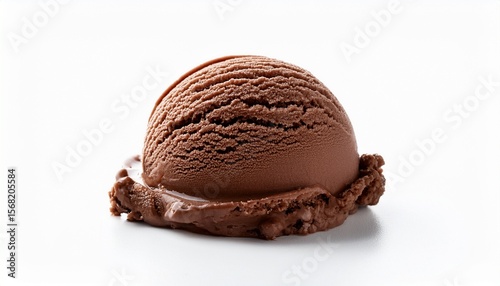a scoop of dark chocolate ice cream n rich and isolated on white background