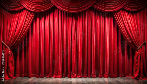 Red velvet stage curtains