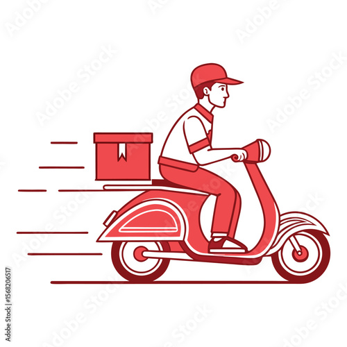 Fast Motorcycle Delivery Person Bringing a Package to the Customer Service