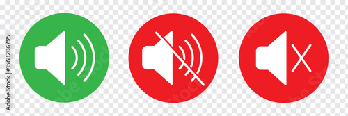 Mute speaker, sound off icon vector set collection. Volume, audio sign symbol. Speaker, sound icon. Sound icon, volume symbol, speaker sign. Vector Illustration  Isolated On a white background. 