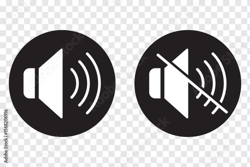 Speaker On and Off icon set. Mute and unmute volume sound. Sound icon. Vector Illustration isolated On a white background. Eps 10