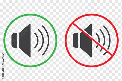 Speaker On and Off icon set. Mute and unmute volume sound. Sound icon. Vector Illustration isolated On a white background. Eps 10