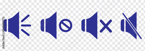 Set of a Sound On and Off Icon Vector. Speaker icon vector. Mute speaker, sound off icon vector set, increases and reduces the sound. Volume symbol, speaker sign, isolated On a white background.