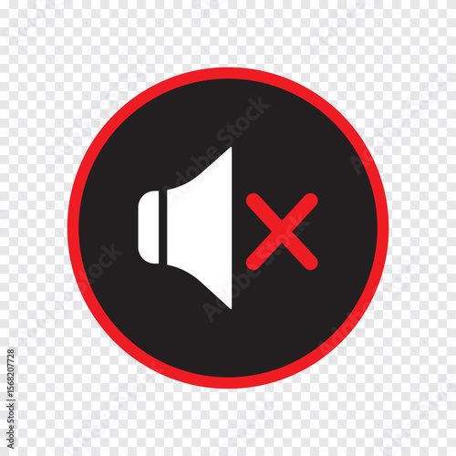 Mute speaker, sound off icon vector set collection. Volume, audio sign symbol. Speaker, sound icon. Sound icon, volume symbol, speaker sign. Vector Illustration  Isolated On a white background. 