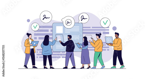 Successful Team Collaborates on Digital Document Review and Signing Process for Enhanced Productivity and Efficiency