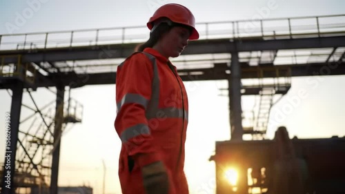 Worker at sunset