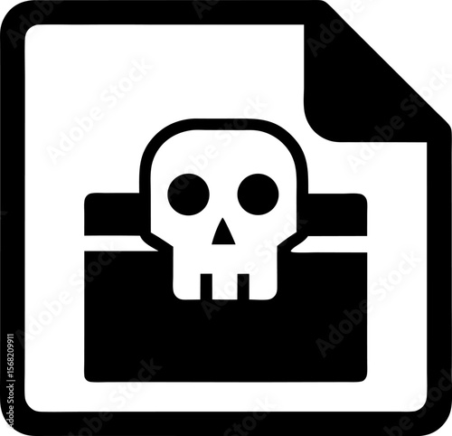 File with Skull Icon Vector Illustration 