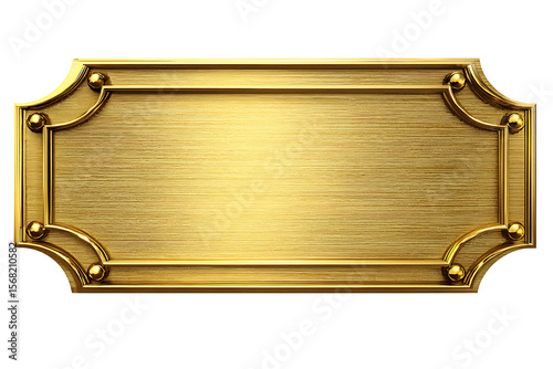 Gold metal name plate isolated on transparent