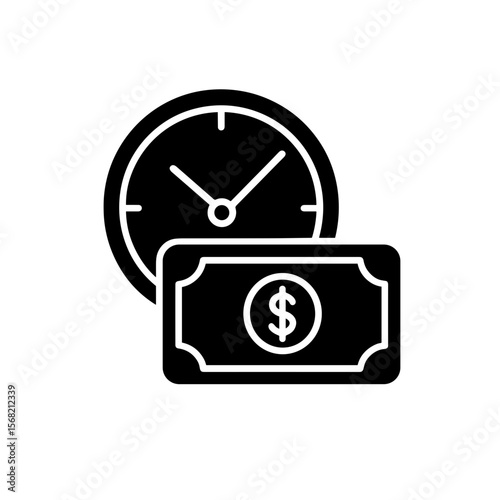 Filled clock with dollar icon representing daily expenses