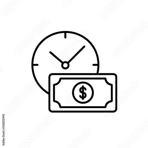 Outline clock with dollar icon representing daily expenses