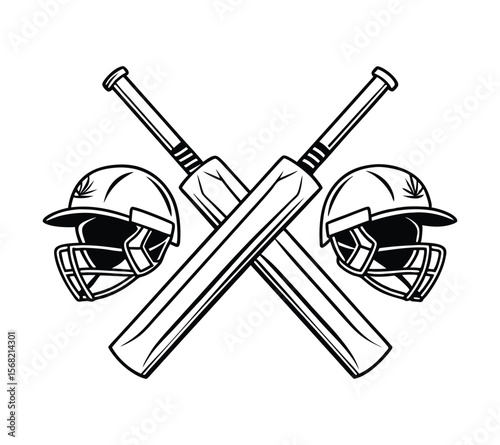 A collection of game equipment graphics, including bats, a helmet, and a ball. Perfect for team branding and t-shirt prints
