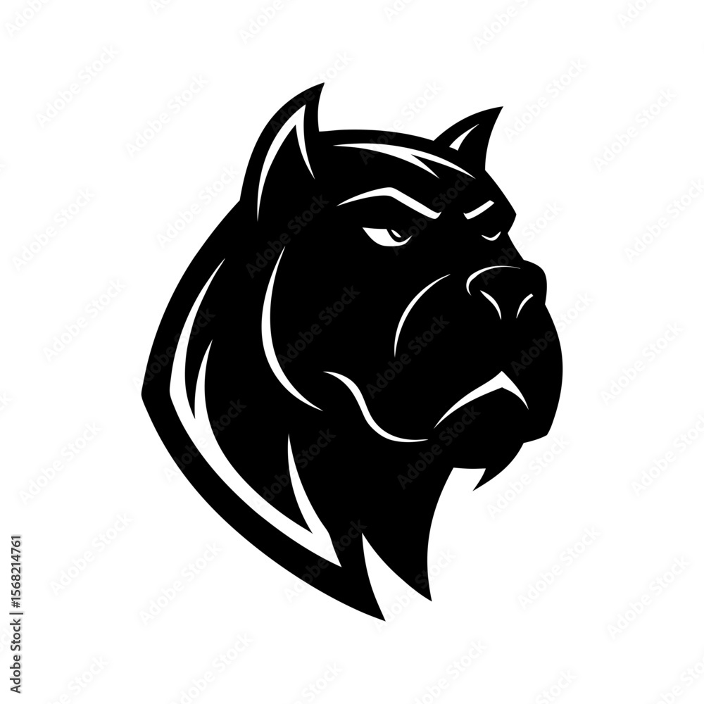 Obraz premium Black silhouette of a neapolitan mastiff head mascot logo on white background vector illustration