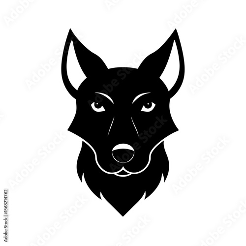 Black silhouette of an australian cattle dog head mascot vector illustration