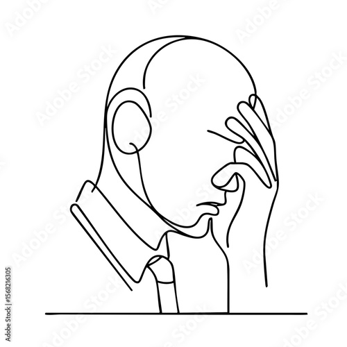 A man with a troubled mood with his head in his hand