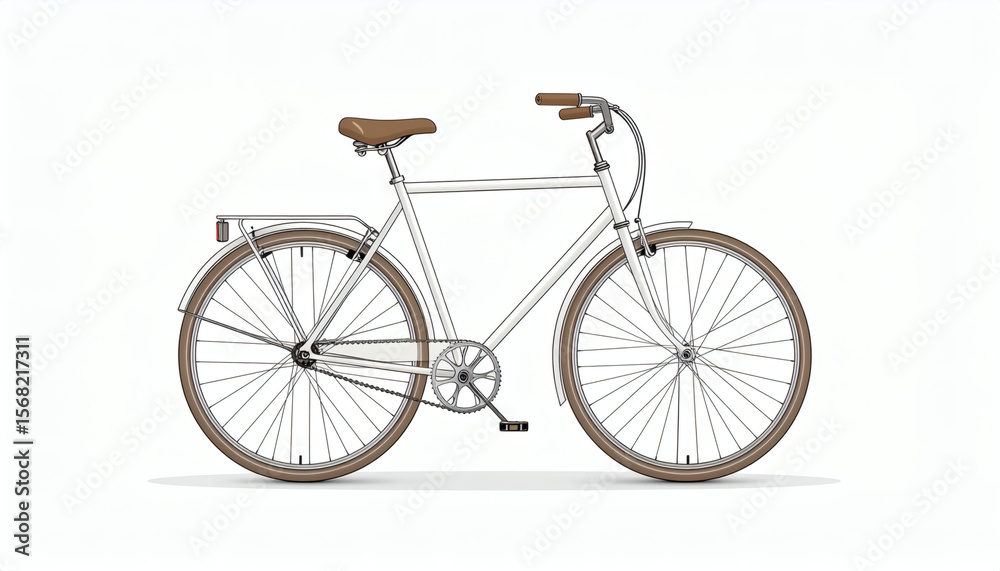 Fototapeta premium Minimalist Brush Style Bicycle Silhouette with Softly Outlined Wheels and Frame on White Background for Sleek Transportation Illustration