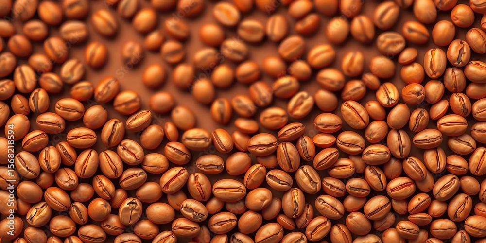 Fototapeta premium Abstract seamless vector background pattern of light brown linear coffee beans, elegant, modern