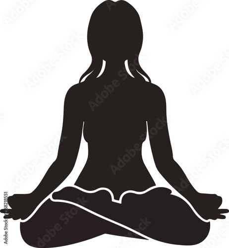 Breast Cancer Awareness Meditating Woman Silhouette with Pink Ribbon Aura Symbolizing Hope and Inner Strength