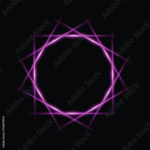 Abstract Purple Octagonal Star Neon Light: Futuristic Tech Pattern for Cyber Security and Sci-Fi Interfaces