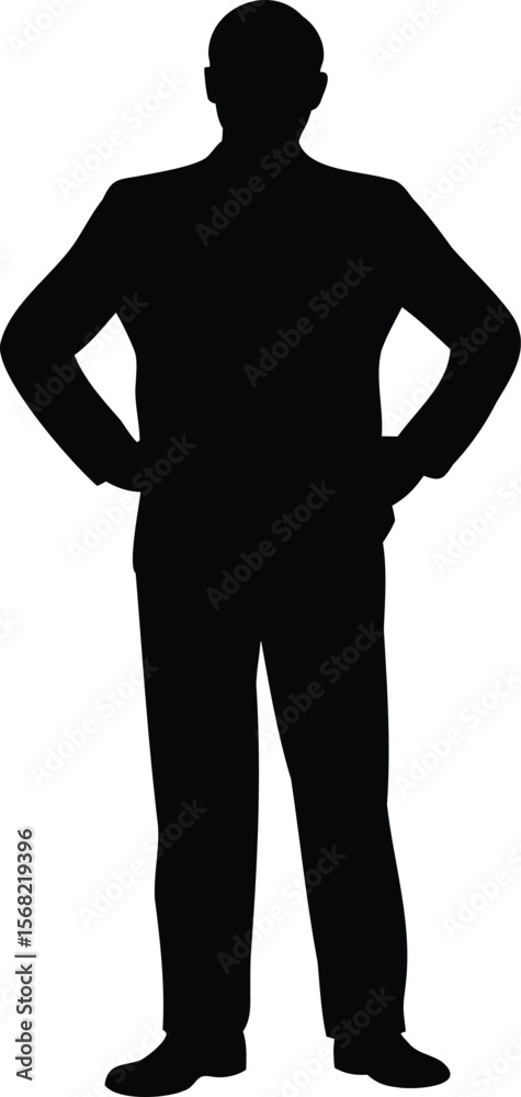 Fototapeta premium Confident Standing Man Silhouette Vector Illustration