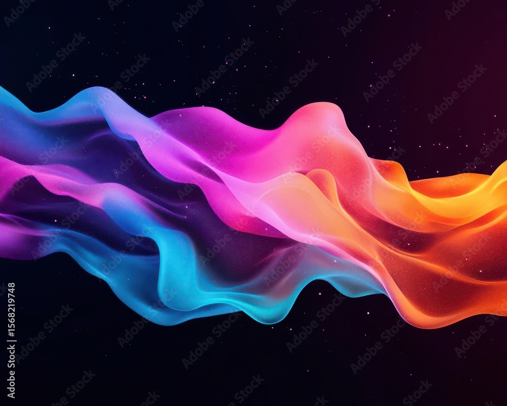 Obraz premium Abstract iridescent soundwave made of floating crystallike particles, highdefinition audio frequency effect