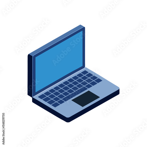 Vector perspective laptop icon with a simple and professional look and geometric design