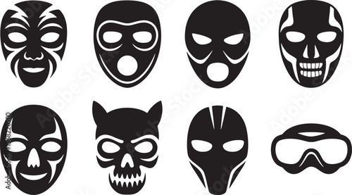 Masks Faces Cultural Tribal Icon Set