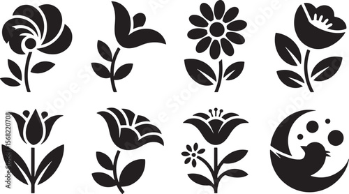 Floral Botanical Plant Silhouettes Set