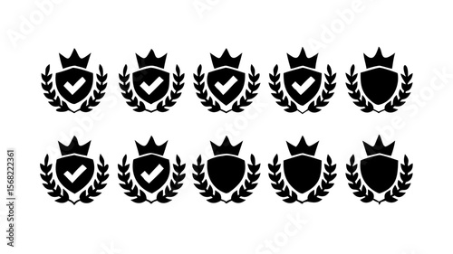 Collection of shield laurel crown vector icons for achievement and success design
