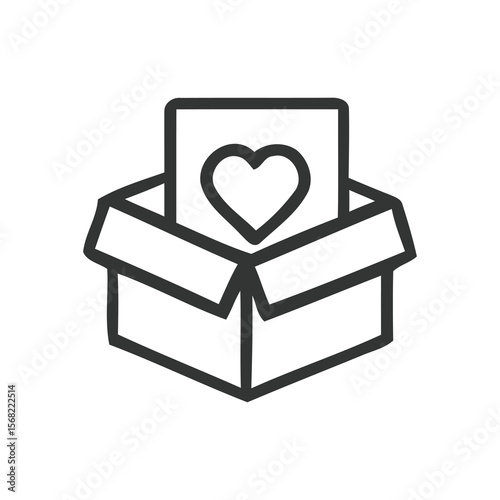 Heart in Box Icon: Donation, Care, Gift