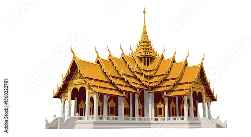 Ornate golden Thai temple with intricate details and architectural design.