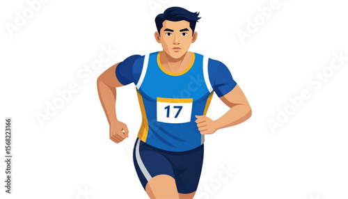 Determined Runner Athletic Man in Motion, Ready to Compete