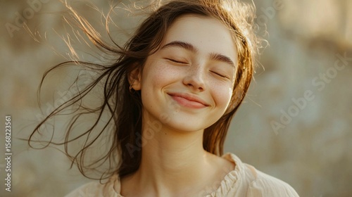 Joyful young woman enjoying a moment in nature