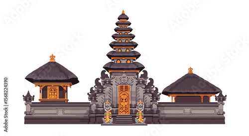 An ornate Balinese temple structure with intricate carvings and traditional design.