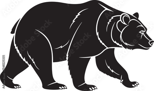 Walking black bear silhouette design vector illustration for wildlife nature concepts and graphics