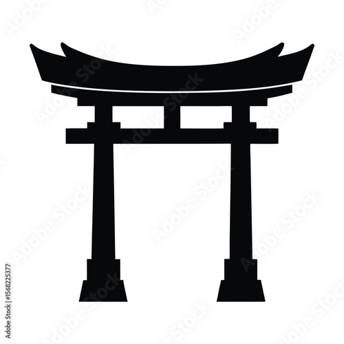 vector silhouette of a traditional Japanese torii gate
