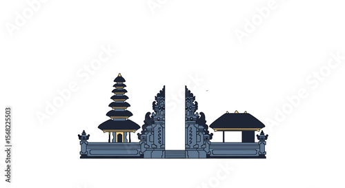 Stylized illustration of a Balinese temple gateway.