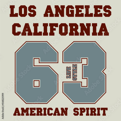 Los Angeles typography graphics. Print for number t-shirt, design of athletic clothes. Stamp for sport original apparel.