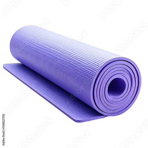 Lavender Yoga Mat Rolled Up Isolated on Transparent Background Clean Fitness Hobby Graphic Element