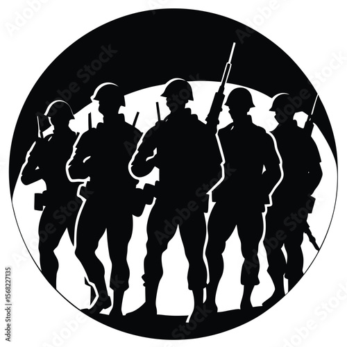 Soldiers Icon single vector shilhouette 