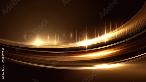 Golden light streaks with shimmering bronze background create glowing abstract design with soft highlights and radiant sparkles, evoking warmth and elegance in smooth flow