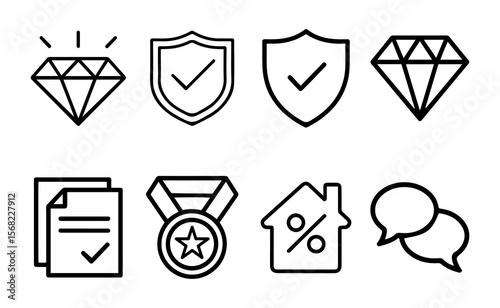 Security and Real Estate Line Icons Set.