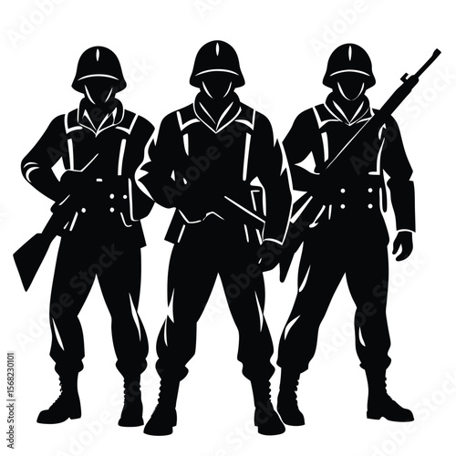 Soldiers Icon single vector shilhouette 