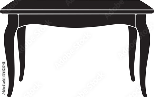 A vector silhouette image of table on a white background 