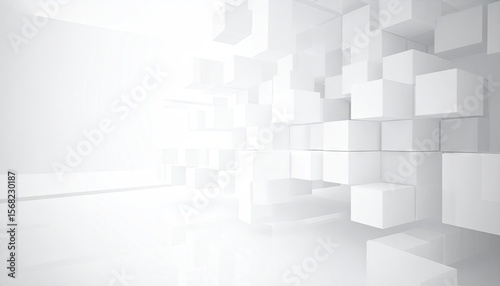 Abstract white cubic space
