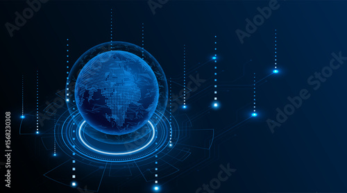 Global connection network background. World map. High-speed internet technology concept or fast wireless data transmission. modern internet network connection technology background	